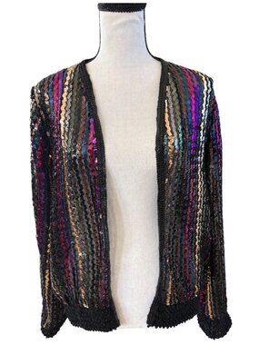 Vintage Gina Bacconi Creazioni Originali Sequin Jacket Rainbow Metallic Disco